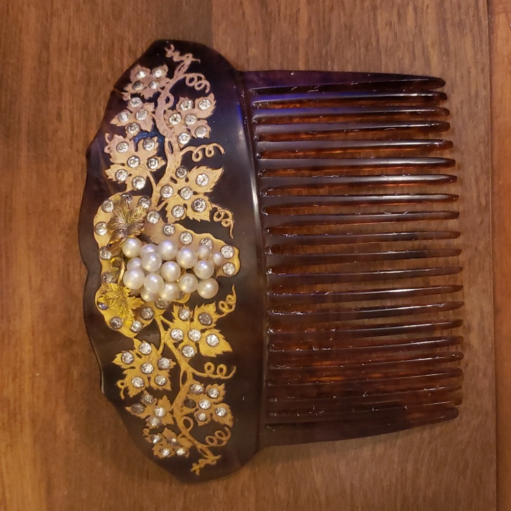 ANTIQUE 22k GOLD Wedding Hair Comb Tiara
